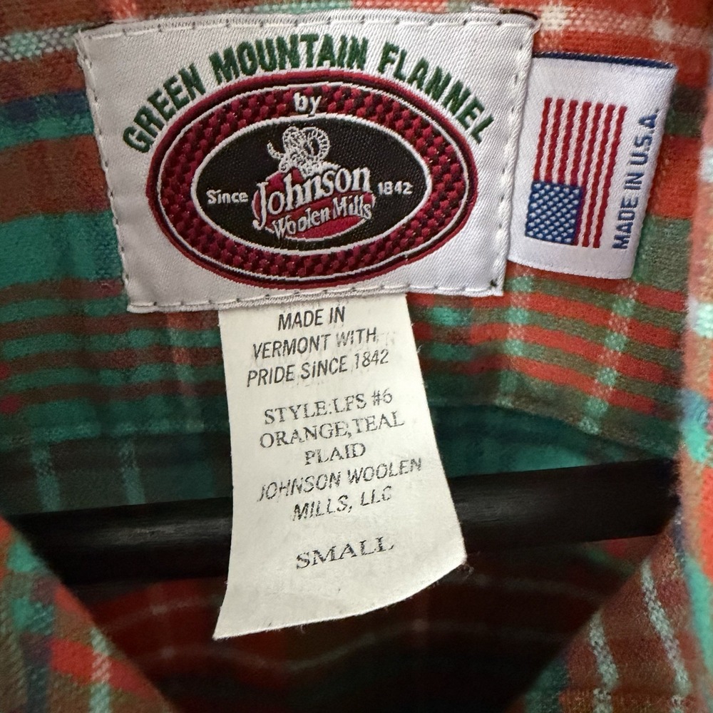 Johnson Woolen Mills Green Mountain Flannel Shirt Womens S Orange Button Up USA - Picture 4 of 7